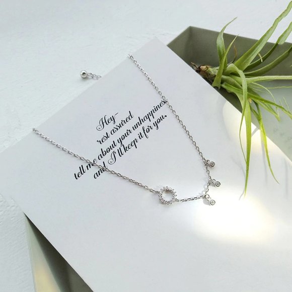 NEW 925 Sterling Silver Diamond Circle Anklet A - Picture 2 of 11